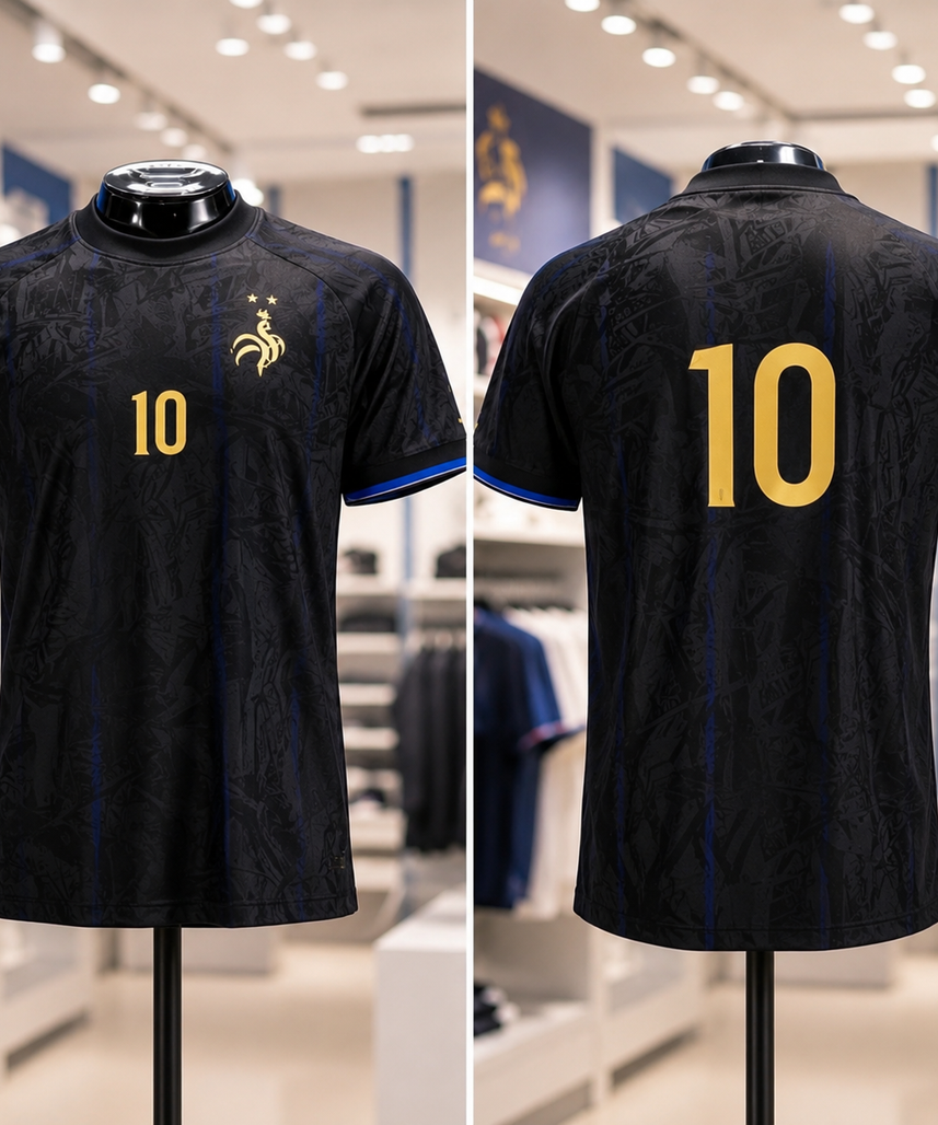 Camiseta Mbappé Nº10 – Negro y Dorado