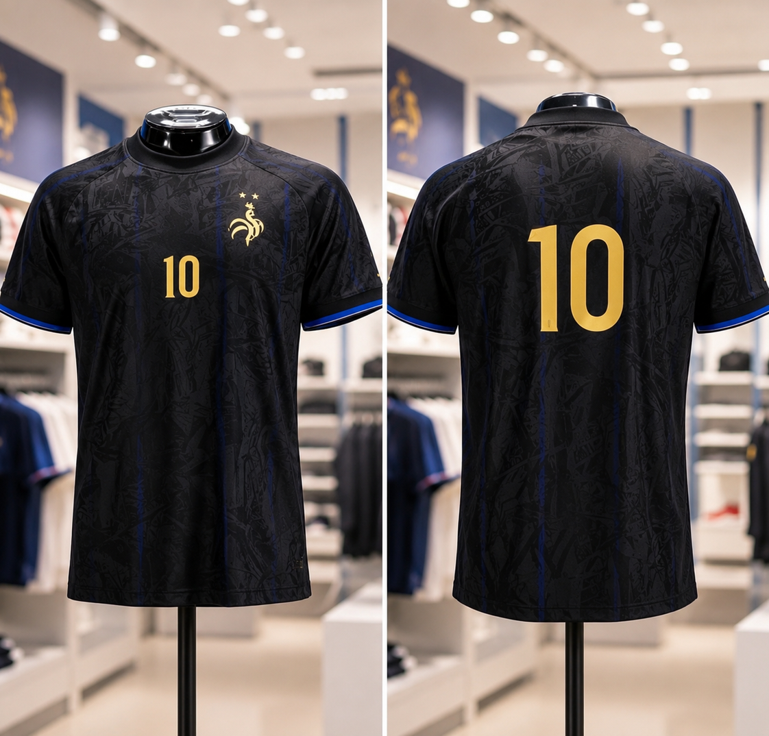 Camiseta Mbappé Nº10 – Negro y Dorado
