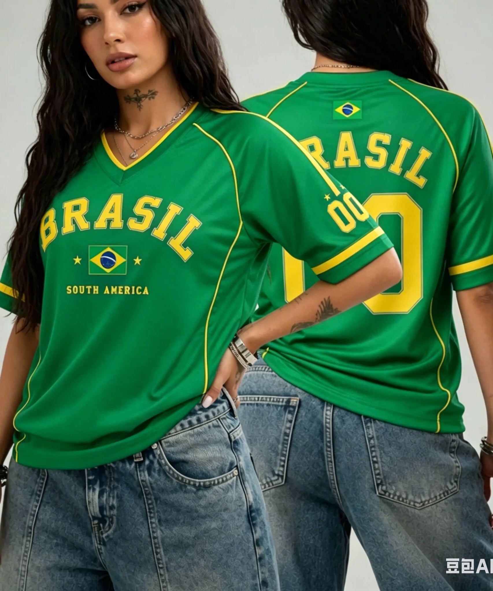 Camiseta Brasil Fan | Mujer Cuello V