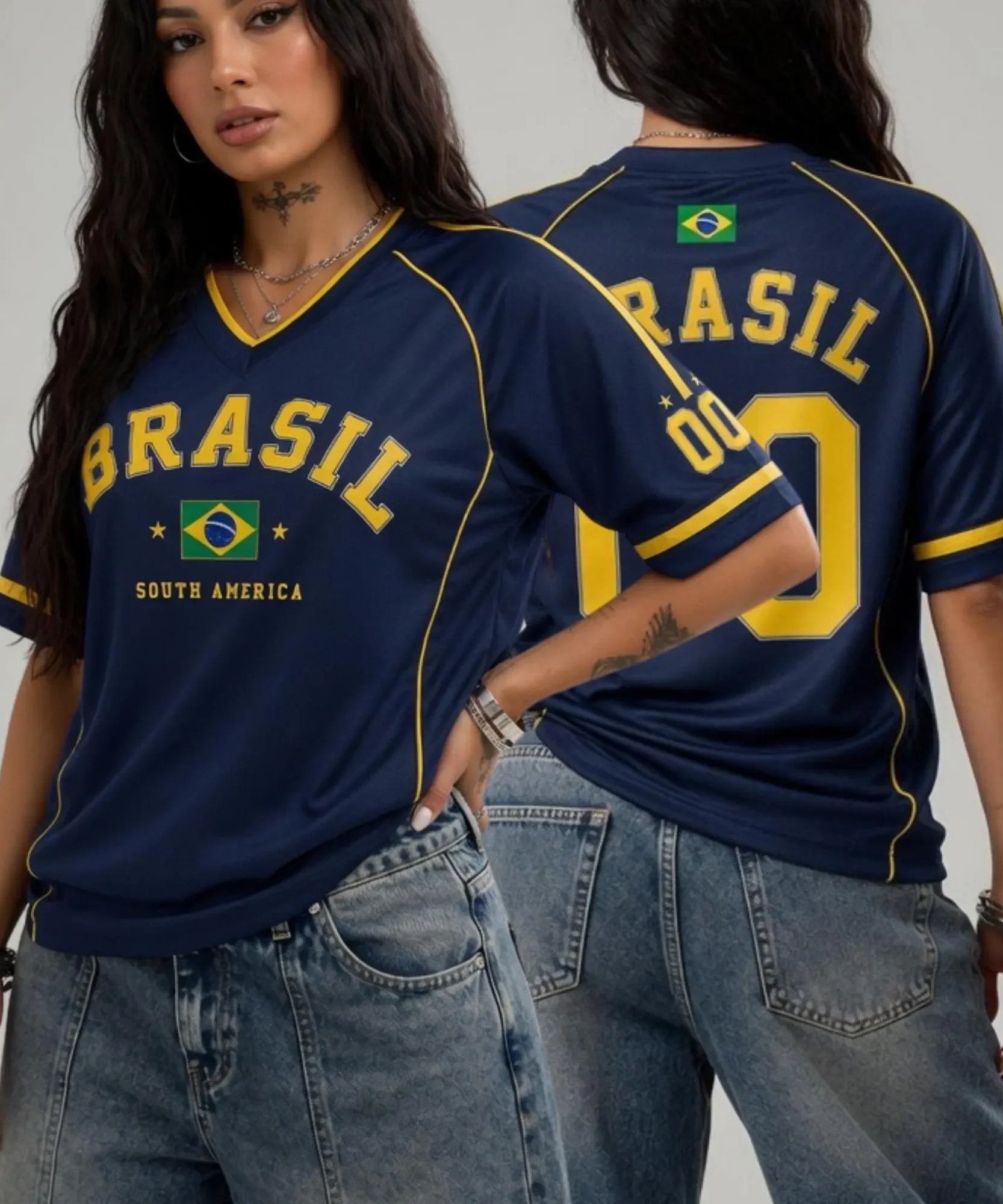 Camiseta Brasil Fan | Mujer Cuello V