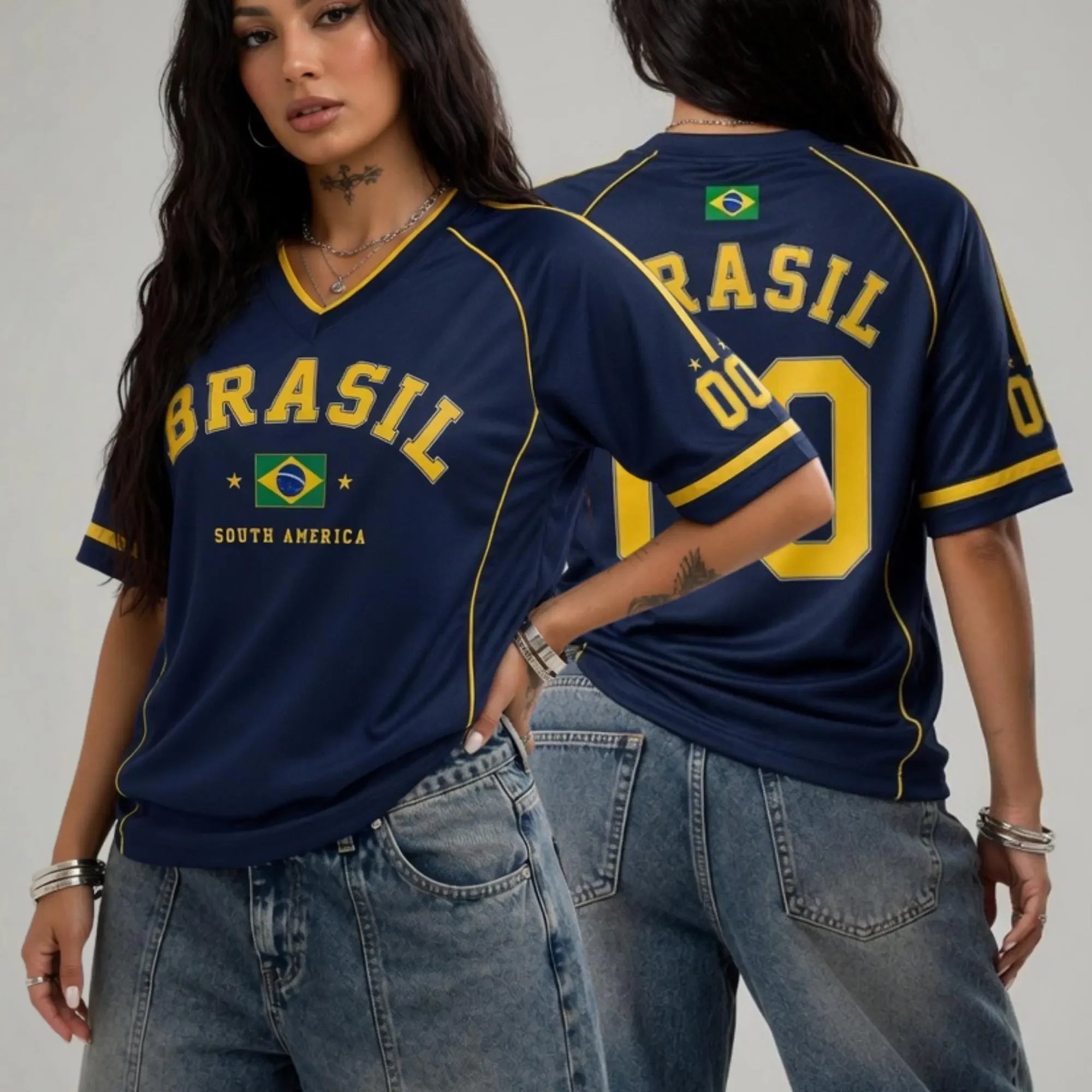 Camiseta Brasil Fan | Mujer Cuello V